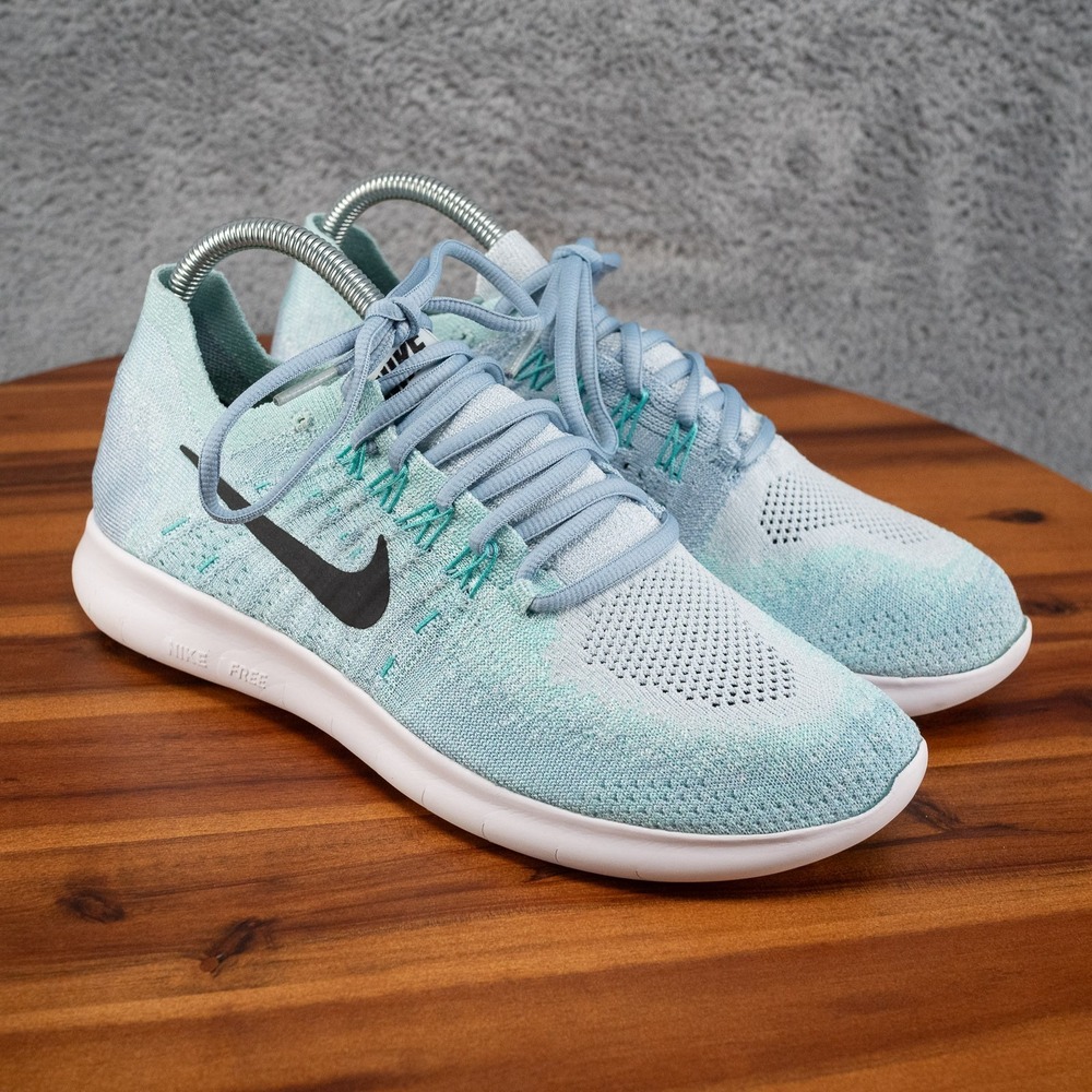 Nike Womens Free RN Flyknit 880844-402 Blue Running Shoes Sneakers Size 8.5